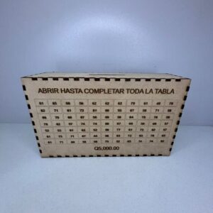 Alcancía de MDF con meta personalizada